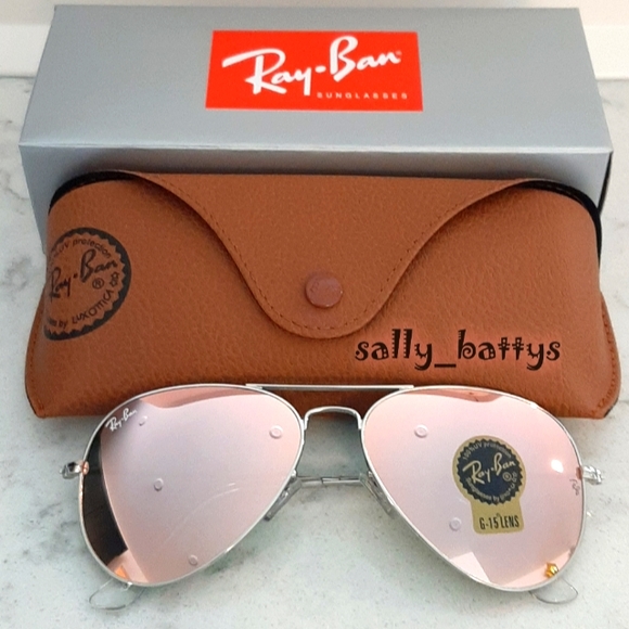 RayBan (Store Display) Aviator Pink Reflective Lenses RB3025 Mirror - Picture 3 of 12